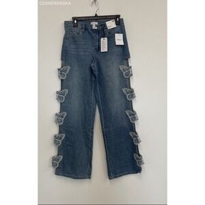Forever 21 Baggy Denim Butterfly Denim Pants. - Size 26